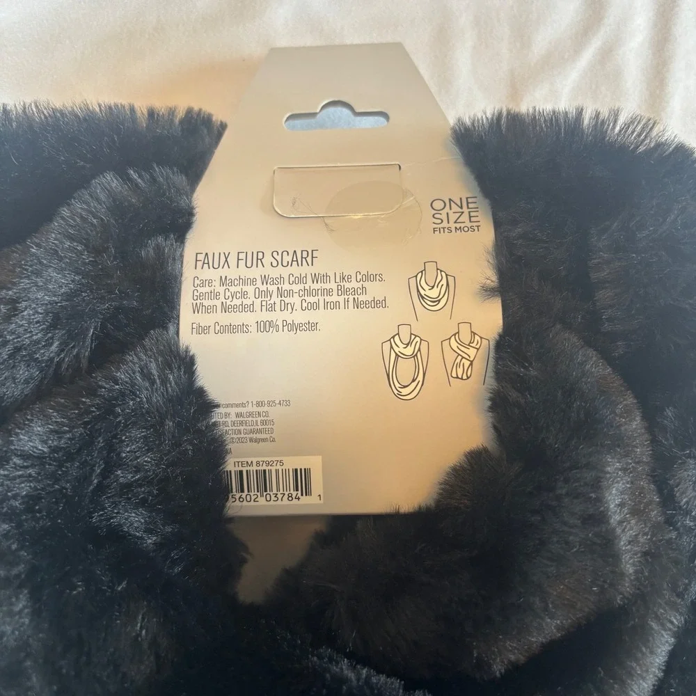 West Loop Womens‎ Faux Fur Infinity Scarf Black One Size Winter Neck Warmer NWT